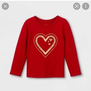 Target red long sleeve gold heart sz 2T NWT